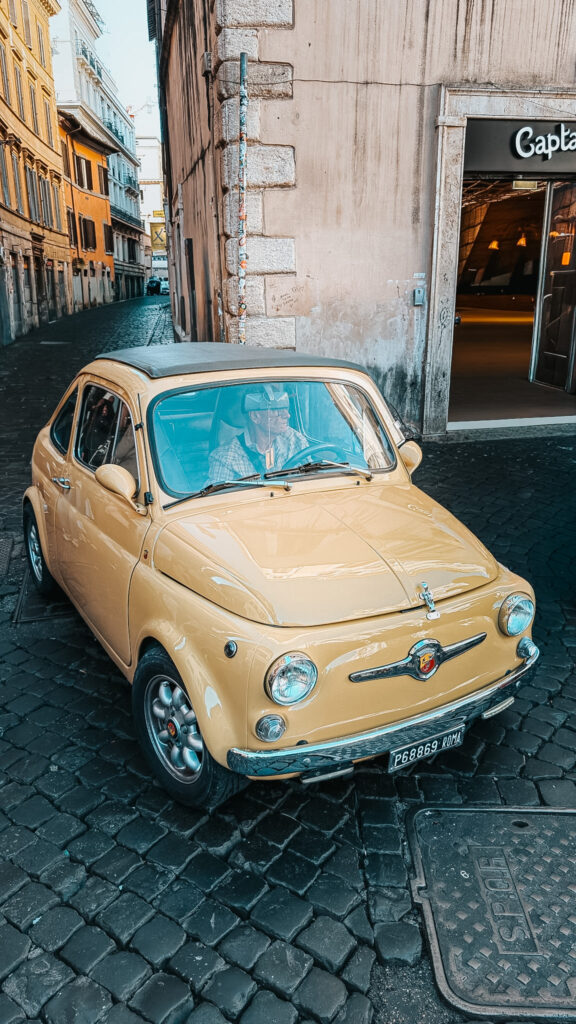 📍Streets of Rome, Italy 🇮🇹 vintage Abarth near Fontana di Trevi