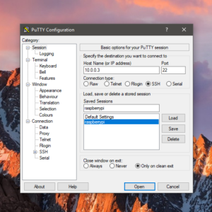 Připojení k Raspberry Pi z Windows ~ PuTTY